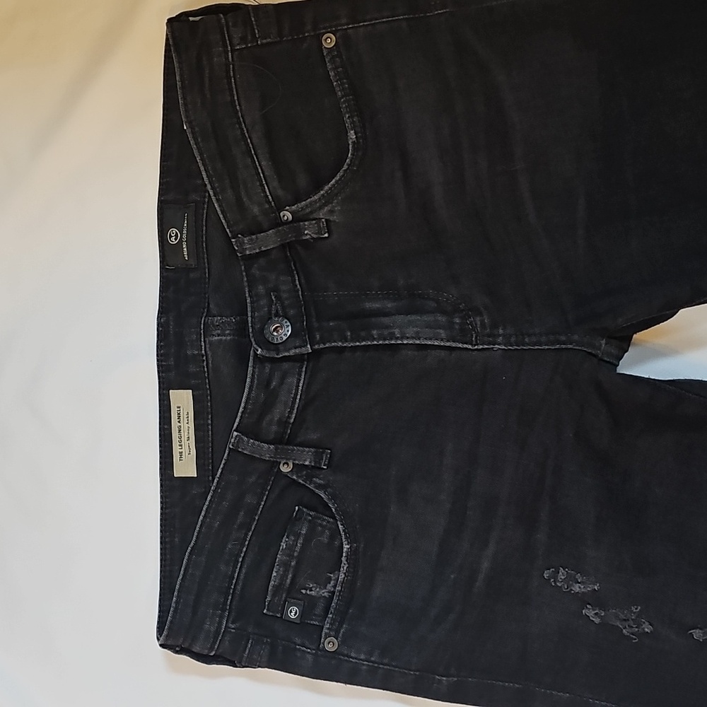AG Adriano Goldschmied The Legging Ankle Super Skinny distressed jeans- Black 27